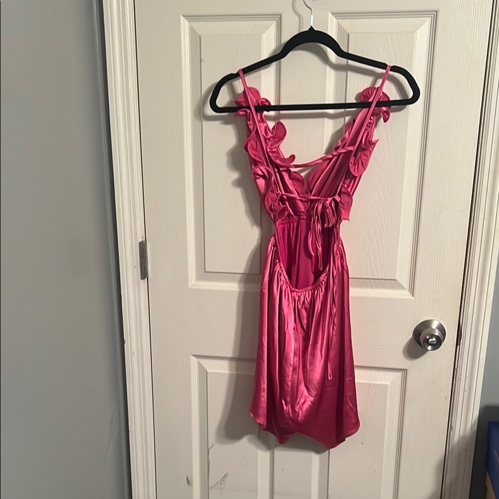 Pink Ruffled Romper Satan Dress - Picture 2 of 4